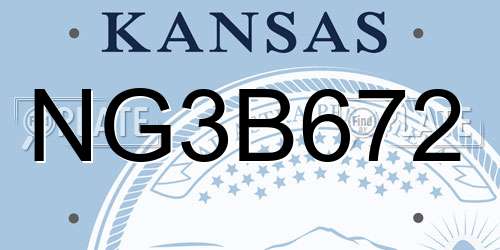 NG3B672 Kansas License Plate