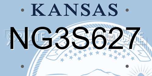 NG3S627 Kansas License Plate