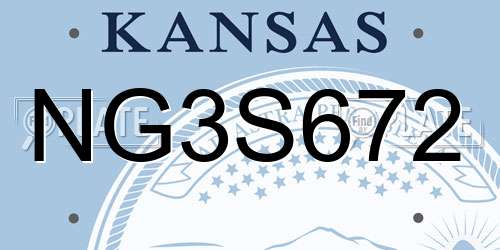 NG3S672 Kansas License Plate