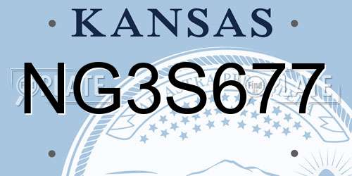 NG3S677 Kansas License Plate