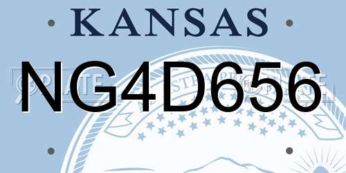 NG4D656 Kansas License Plate