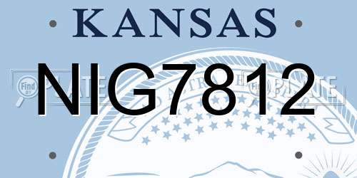 NIG7812 Kansas License Plate