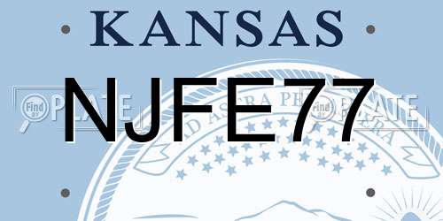 NJFE77 Kansas License Plate