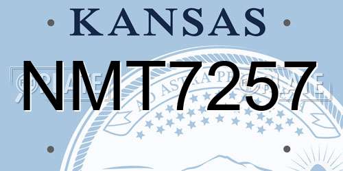 NMT7257 Kansas License Plate