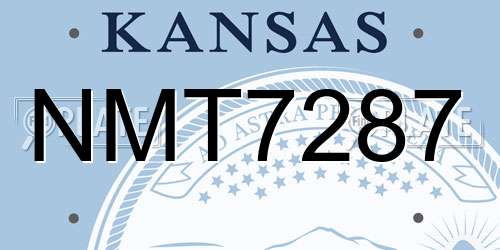 NMT7287 Kansas License Plate