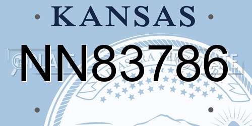 NN83786 Kansas License Plate