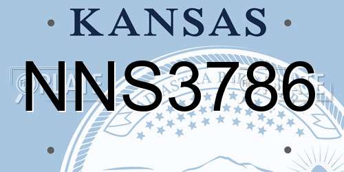 NNS3786 Kansas License Plate