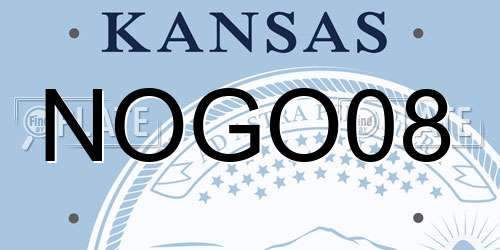 NOGO08 Kansas License Plate