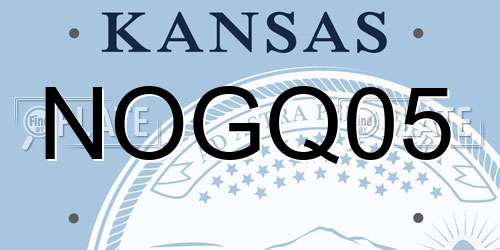 NOGQ05 Kansas License Plate