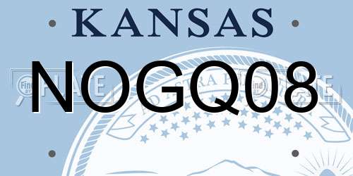 NOGQ08 Kansas License Plate
