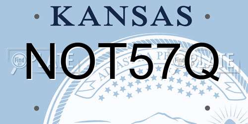 NOT57Q Kansas License Plate