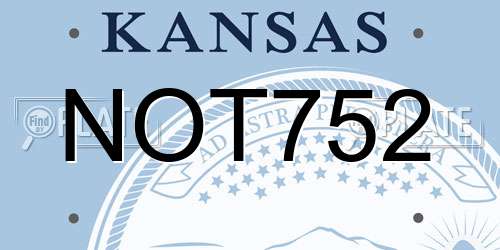 NOT752 Kansas License Plate