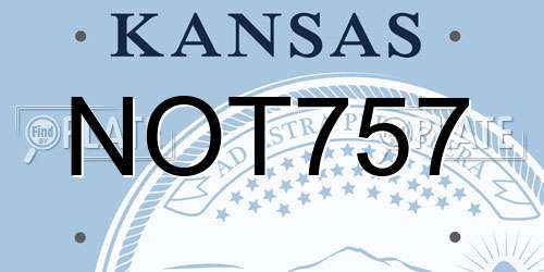 NOT757 Kansas License Plate