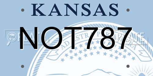 NOT787 Kansas License Plate