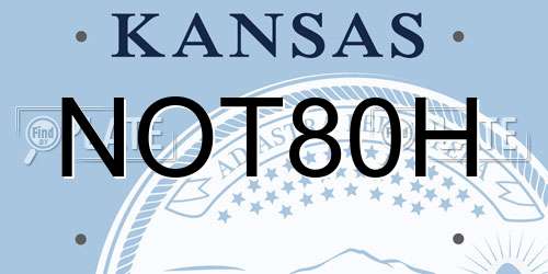 NOT80H Kansas License Plate