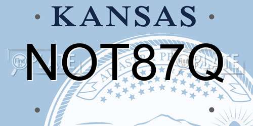 NOT87Q Kansas License Plate