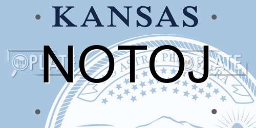 NOTOJ Kansas License Plate
