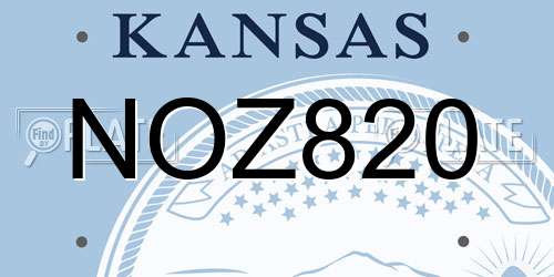 NOZ820 Kansas License Plate