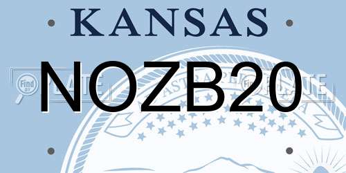 NOZB20 Kansas License Plate