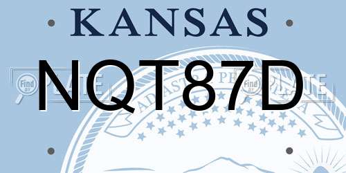 NQT87D Kansas License Plate