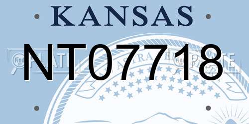 NT07718 Kansas License Plate