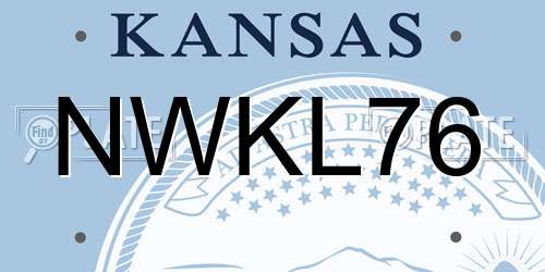 NWKL76 Kansas License Plate