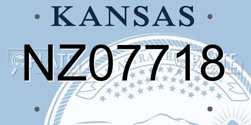 NZ07718 Kansas License Plate