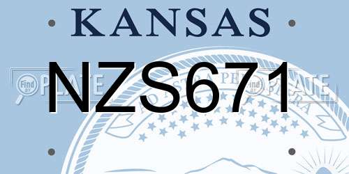 NZS671 Kansas License Plate