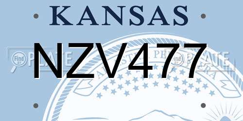 NZV477 Kansas License Plate
