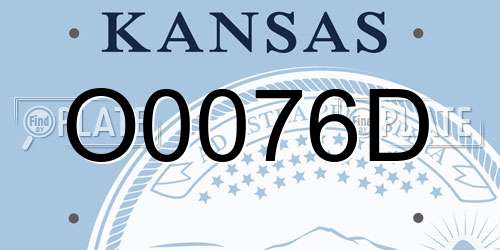O0076D Kansas License Plate