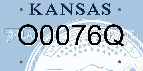 O0076Q Kansas License Plate