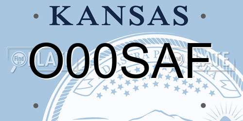 O00SAF Kansas License Plate