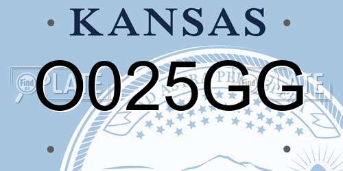 O025GG Kansas License Plate