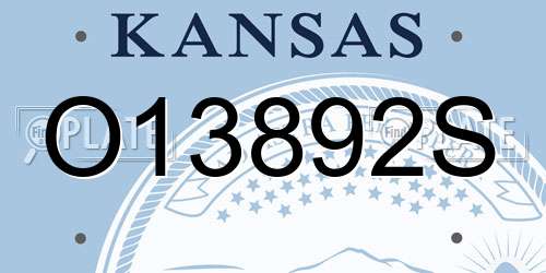 O13892S Kansas License Plate