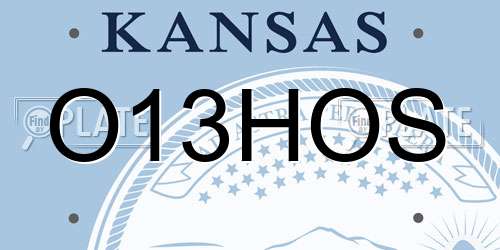 O13HOS Kansas License Plate