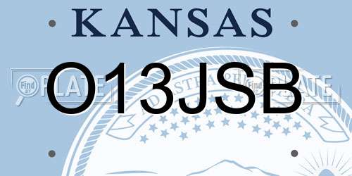 O13JSB Kansas License Plate