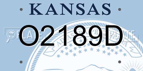 O2189D Kansas License Plate