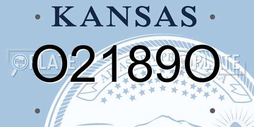 O2189O Kansas License Plate