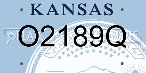 O2189Q Kansas License Plate