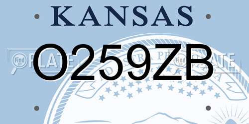 O259ZB Kansas License Plate