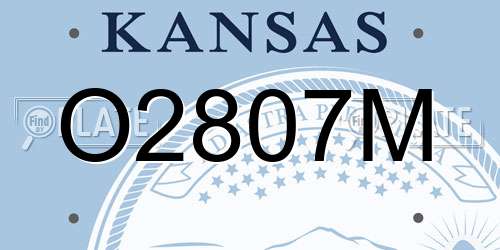 O2807M Kansas License Plate