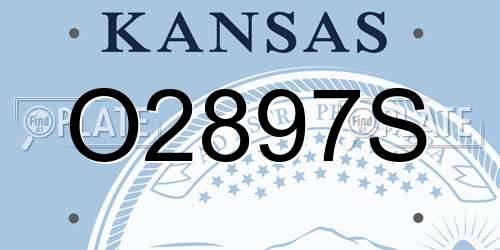 O2897S Kansas License Plate