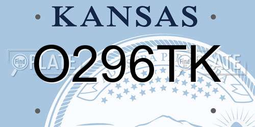 O296TK Kansas License Plate