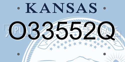 O33552Q Kansas License Plate