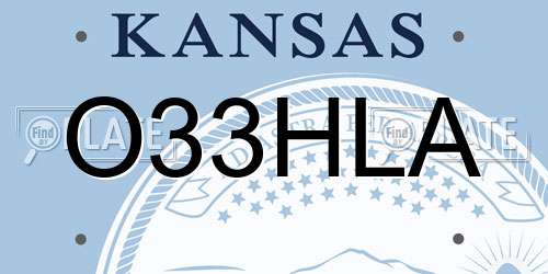 O33HLA Kansas License Plate