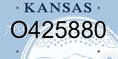 O425880 Kansas License Plate