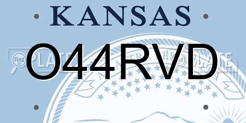 O44RVD Kansas License Plate