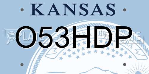O53HDP Kansas License Plate