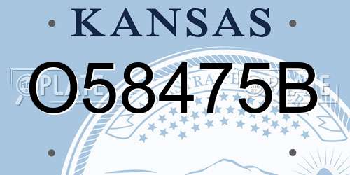 O58475B Kansas License Plate