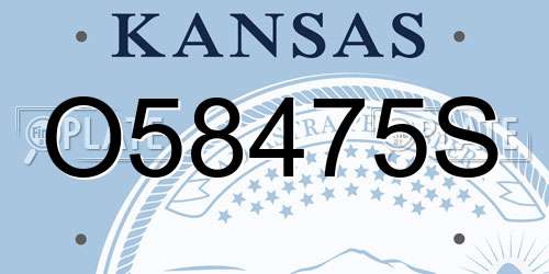 O58475S Kansas License Plate